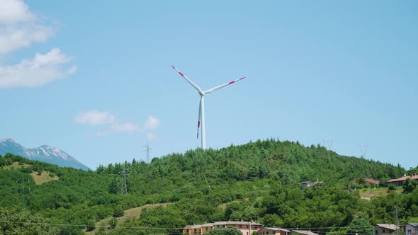 Wind Turbine Runs on the Green Hill