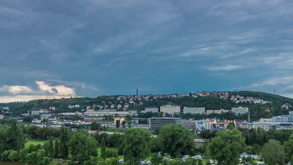 View of Prague Timelapse From the Observation Deck of Visegrad