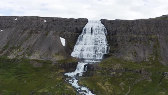 Flying From the Dynjandi Waterfall on the Westfjords Peninsula in Iceland