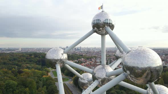 Flying through Atomium in Brussels Belgium