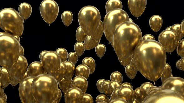 Flying Golden Balloons Transition with Alpha Channel