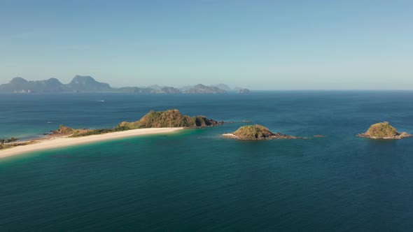 Wide Tropical Beach with White Sand View From Above