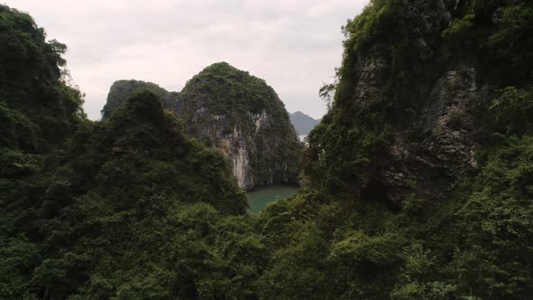 Drone view of Halong Bay in Vietnam