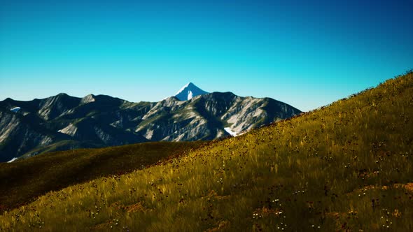 Panoramic View of Alpine Mountain Landscape in the Alps