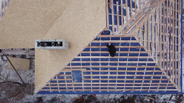 Unfinished Roof Structure Outside Top View