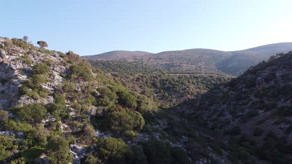 Landscape of High Hills in Crete on the Background of the Sky