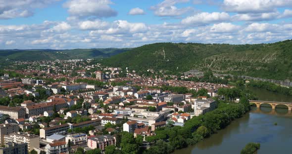 Town of Cahors from Mount Saint-Cyr, Lot department, the Occitan, France