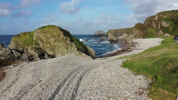 Aerial View of the Beautiful Coast at Maling Well, Inishowen - County Donegal, Ireland