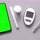 Smart Phone Green Screen, insulin pen and diabetic measurement tools on table - VideoHive Item for Sale