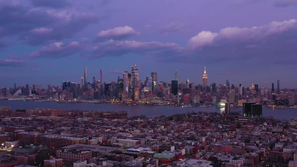 Urban Midtown Manhattan and Hoboken in the Evening