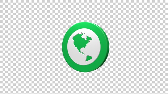 Earth Globe Icon Rotating