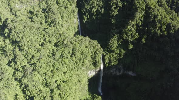 Aerial view of Cascade de La Grande Ravine, Reunion.