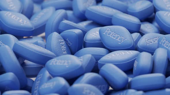 A giant pile of countless blue pills. Endless, seamless looping animation. 4KHD