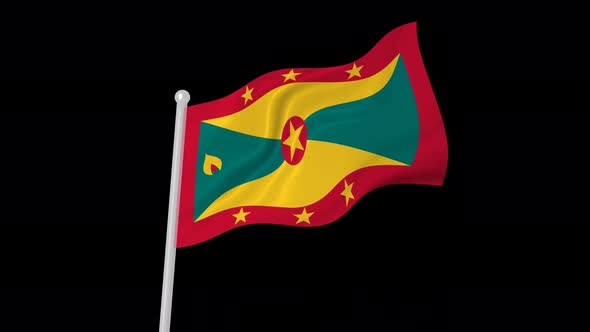 Grenada Flag Waving Animated Black Background