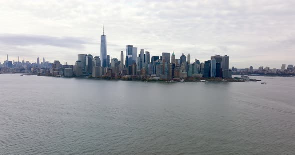 5k Aerial Approach Manhattan New York Nyc Usa