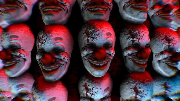 Halloween visual with horror clown masks