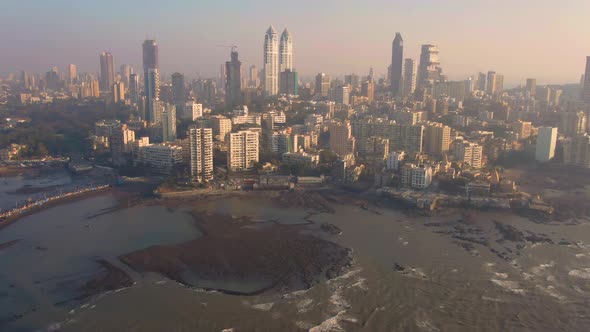 Nice day in Mumbai, India aerial view, 4k drone footage