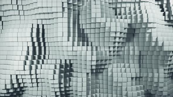 Abstract Background of the Movement of Gray Cubes