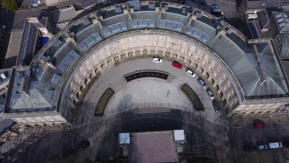 Buxton Crescent Building Exterior Overhead Aerial View Winter UK Peak District National Park Derbysh