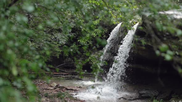 Small Waterfall in Slow Motion with Forest