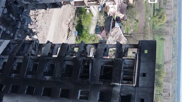 Vertical Video of a Destroyed Building in Borodyanka Ukraine