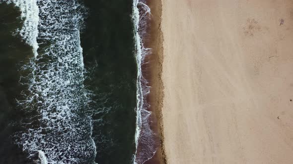 Drone view to the sea waves. Cloudy, Black Sea. vertical orientation for mobile phone