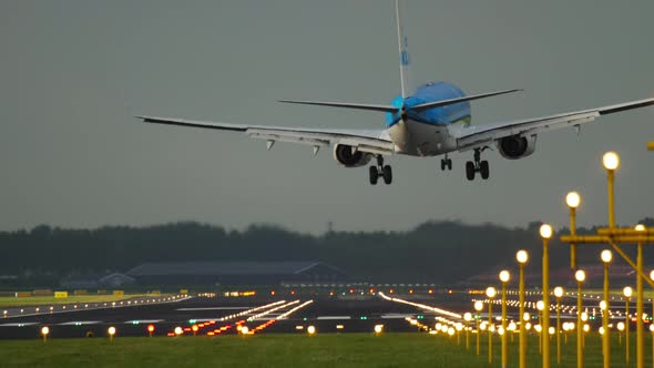 Airplane Landing Gear Touching Runway