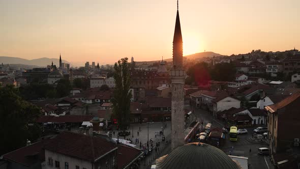 Panoramic sunset view of Sarajevo