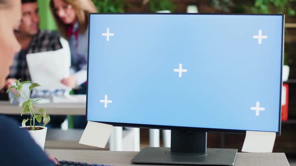 Caucasian Business Woman Typing on Her Computer in the Office