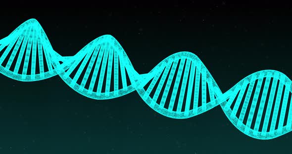 Glowing DNA structure against black background alt