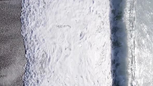 Vertical Video Sea Near the Coast  Closeup of the Coastal Seascape