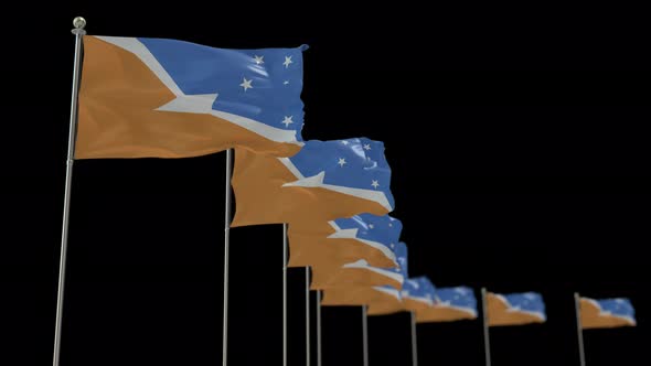 Tierra del Fuego Province Argentina Row Of Flags Animation Include Alpha Channel