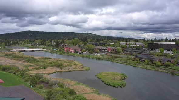 Aerial view in Bend Oregon of the Deschutes River