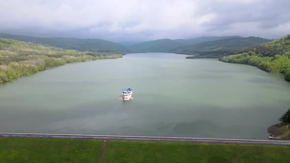 Aerial view of Starina reservoir in Slovakia