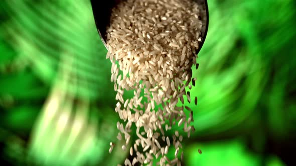 Raw Rice Falls Off the Scoop
