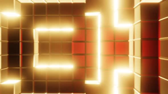 Flashing Gold and red glowing spark motion graphic.