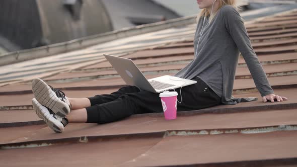 Woman relaxing on the roof