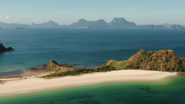 Wide Tropical Beach with White Sand View From Above