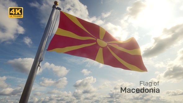 Macedonia Flag on a Flagpole - 4K