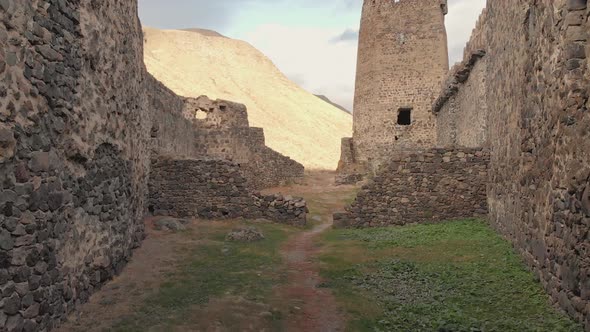 Khertvisi Fortress Ruins Interior.Ascending