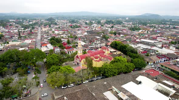 orbital view of main plaza of Coatepex in Mexico