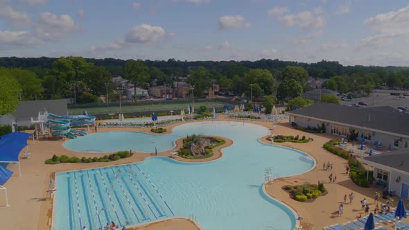 Flying Over a Pool Complex in Port Washington Long Island