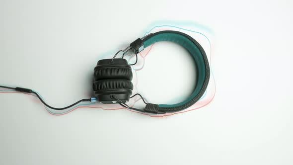 Headphones on white background with animated lines