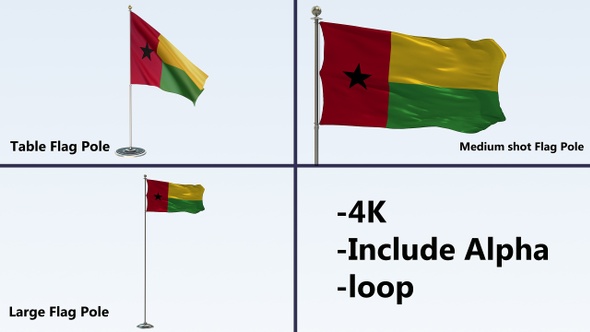 Guinea Biisau Flag Pack 4k-Loop 