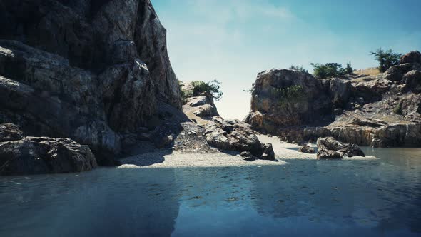 Coastal View of a Sand Beach with Cliffs