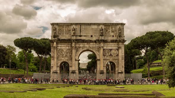 4K Timelapse Arch of Constantine, Rome, Italy