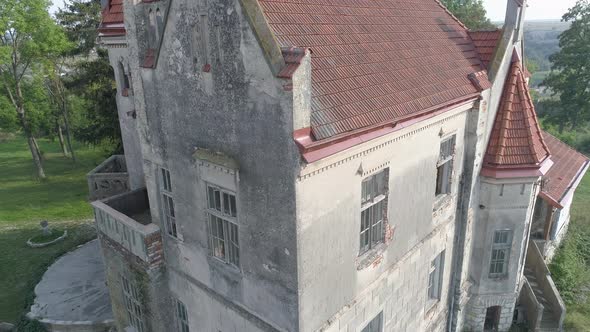 Aerial view of a castle