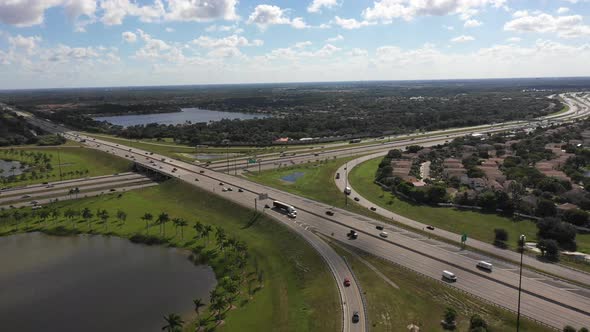 Aerial of two intersecting highways in florida