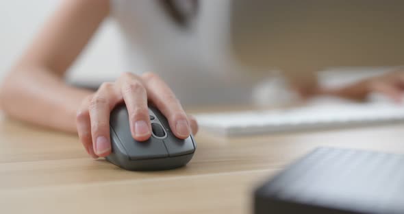 Woman work on computer in office