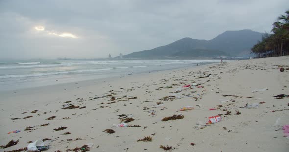 Lots of Plastic Bags on the Beach